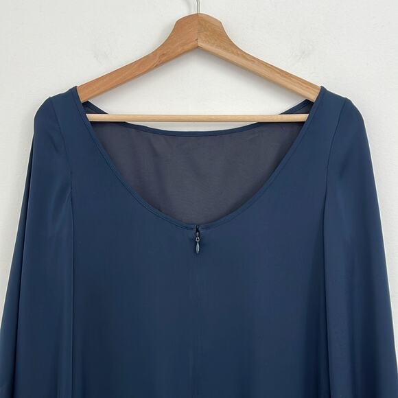 MILLY Butterfly Sleeve Silk Stretch Crepe Bateau Neckline Mini Shift Dress Size2 - Picture 7 of 15